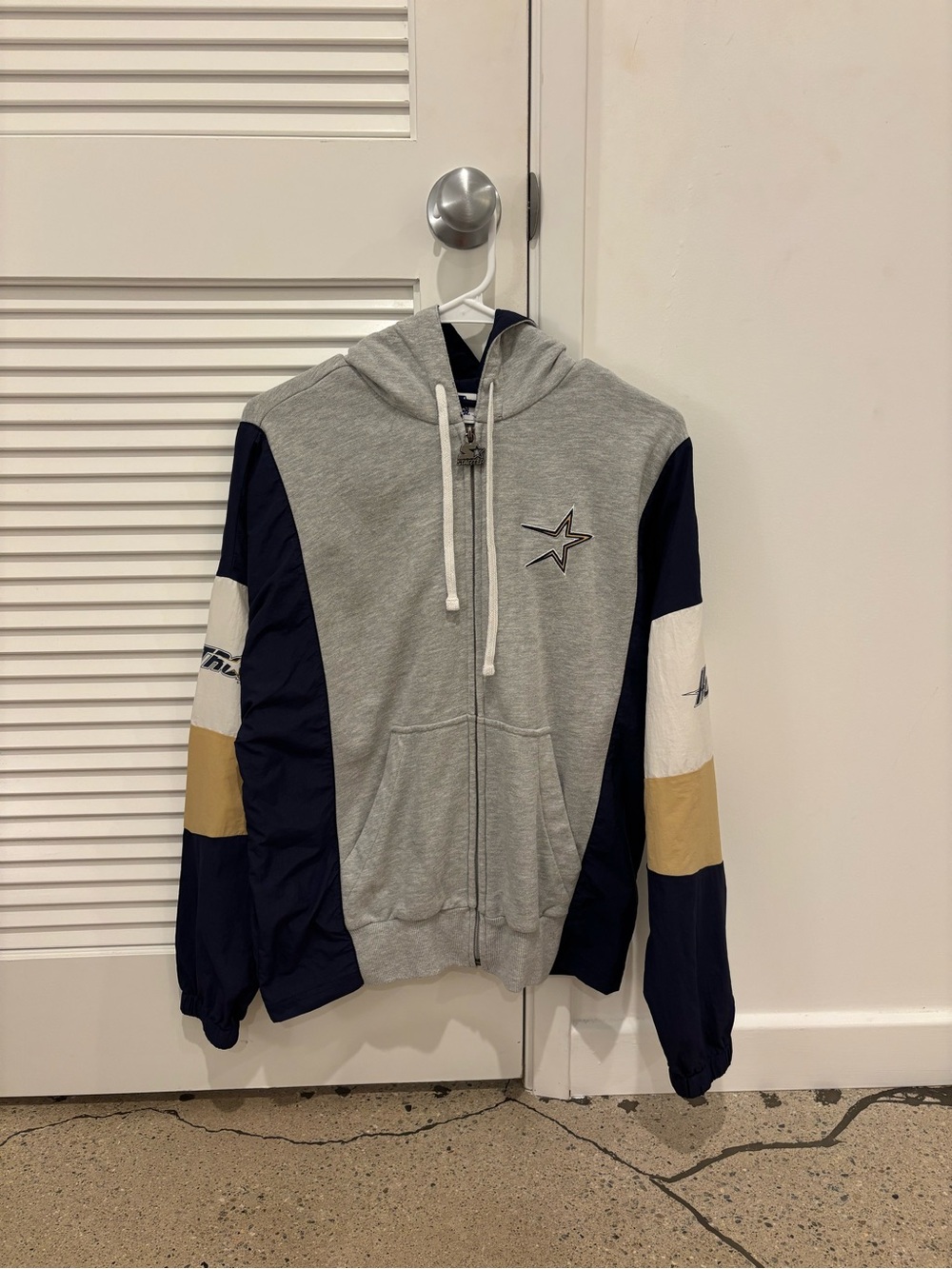 Houston Astros Gray & Navy Retro Star Logo Zip Hoodie Windbreaker
